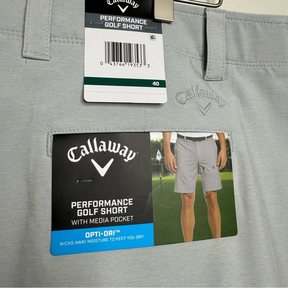 Callaway Men’s Performance Golf Shorts With Media Pocket & Opti-Dri Gray 40 NWT - Picture 7 of 15
